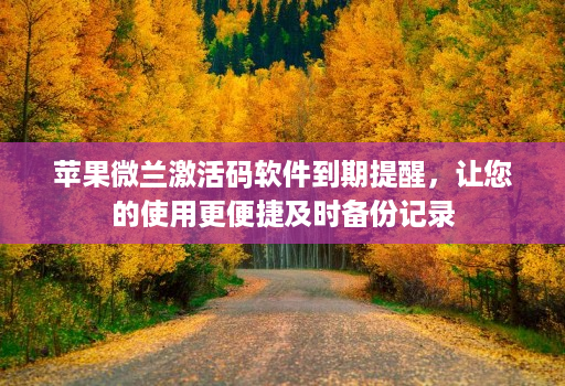 <strong>苹果</strong>微兰激活码软件到期提醒，让您的使用更便捷及时备份记录