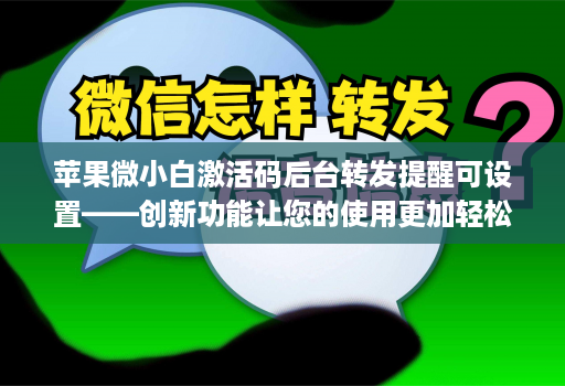 <strong>苹果</strong>微小白激活码后台转发提醒可设置——创新功能让您的使用更加轻松！