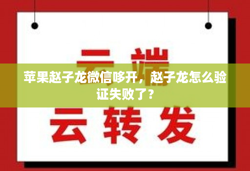 <strong>苹果</strong>赵子龙微信哆开，赵子龙怎么验证失败了？