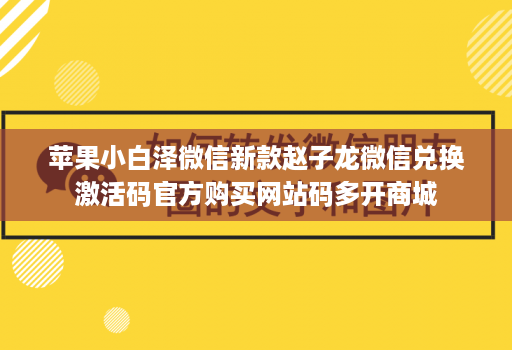 苹果小白泽微信新款赵子龙微信兑换激活码官方购买网站码多开商城