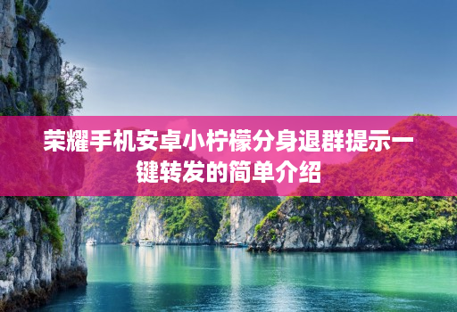 荣耀手机<strong>安卓</strong>小柠檬分身退群提示一键转发的简单介绍