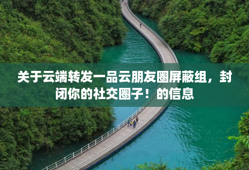 关于云端转发一品云朋友圈屏蔽组，封闭你的社交圈子！的信息