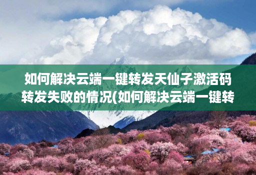 如何解决云端一键转发天仙子激活码转发失败的情况(如何解决云端一键转发天仙子激活码转发失败的情况)