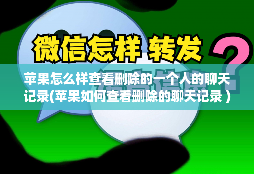 苹果怎么样查看删除的一个人的聊天记录(苹果如何查看删除的聊天记录 )