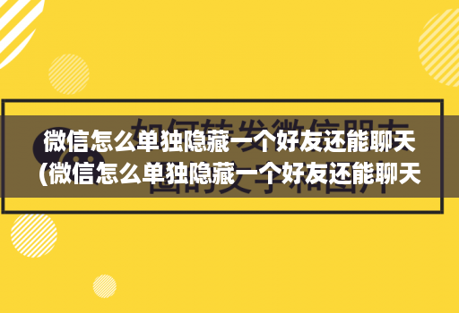 微信怎么单独隐藏一个好友还能聊天(微信怎么单独隐藏一个好友还能聊天呢 )