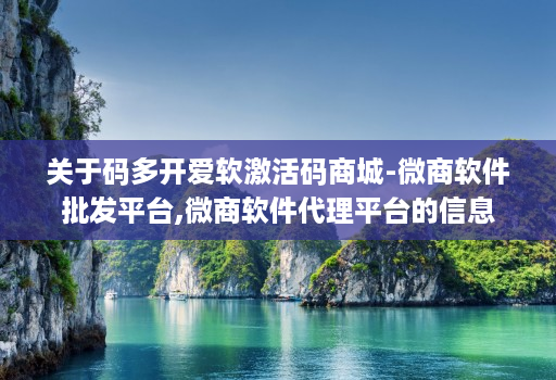 关于码多开爱软激活码商城-微商软件批发平台,微商软件代理平台的信息