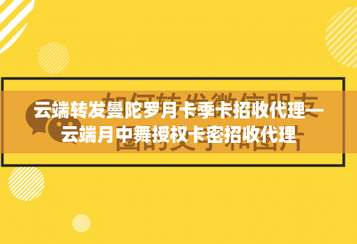 云端转发曼陀罗月卡季卡招收代理—云端月中舞授权卡密招收代理