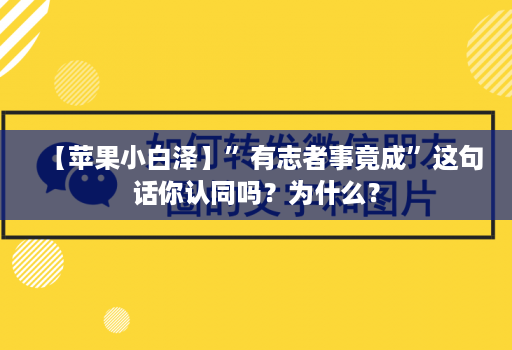 【<strong>苹果</strong>小白泽】”有志者事竟成”这句话你认同吗？为什么？